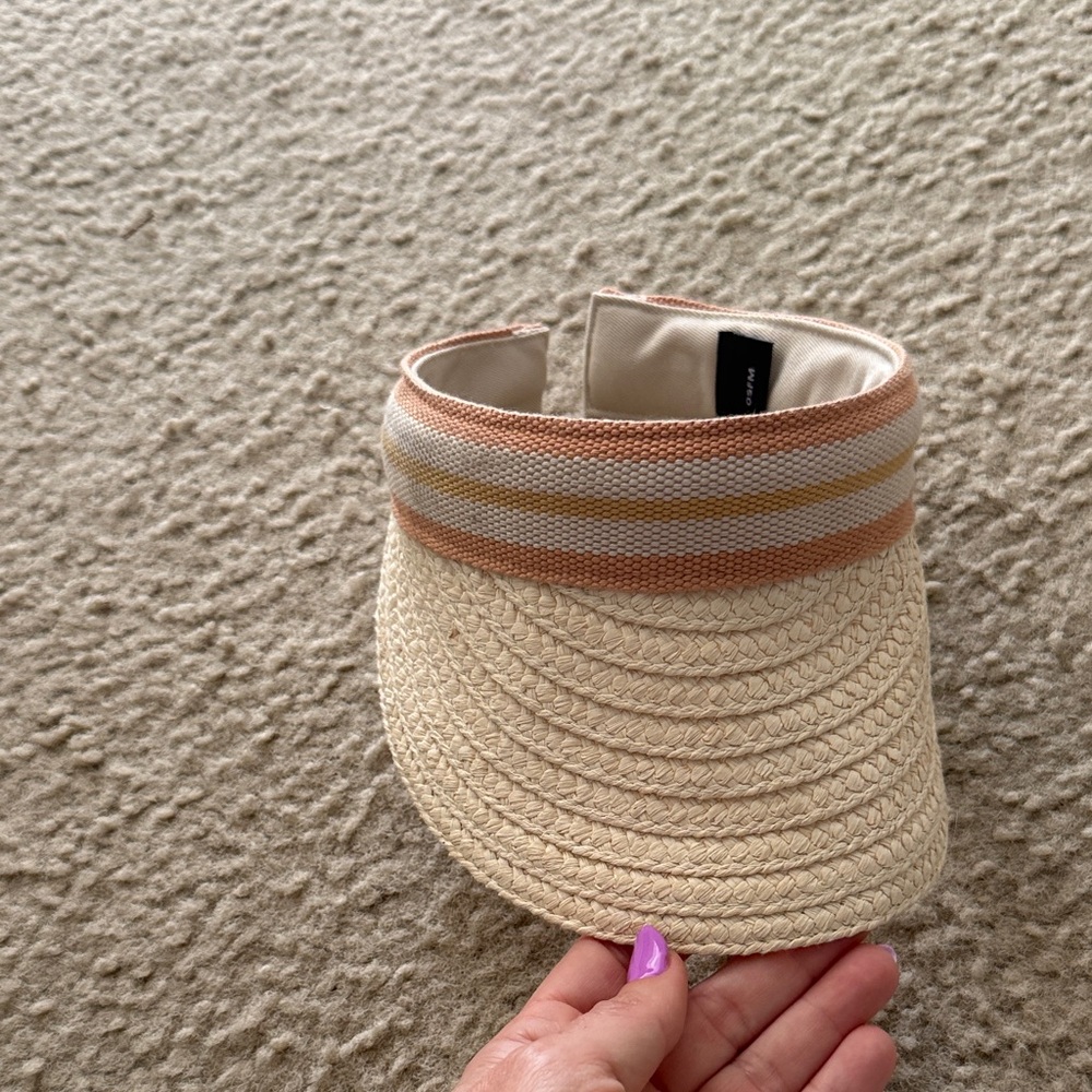 Roxy Straw Visor with Orange and Cream Stripes - Picture 3 of 7